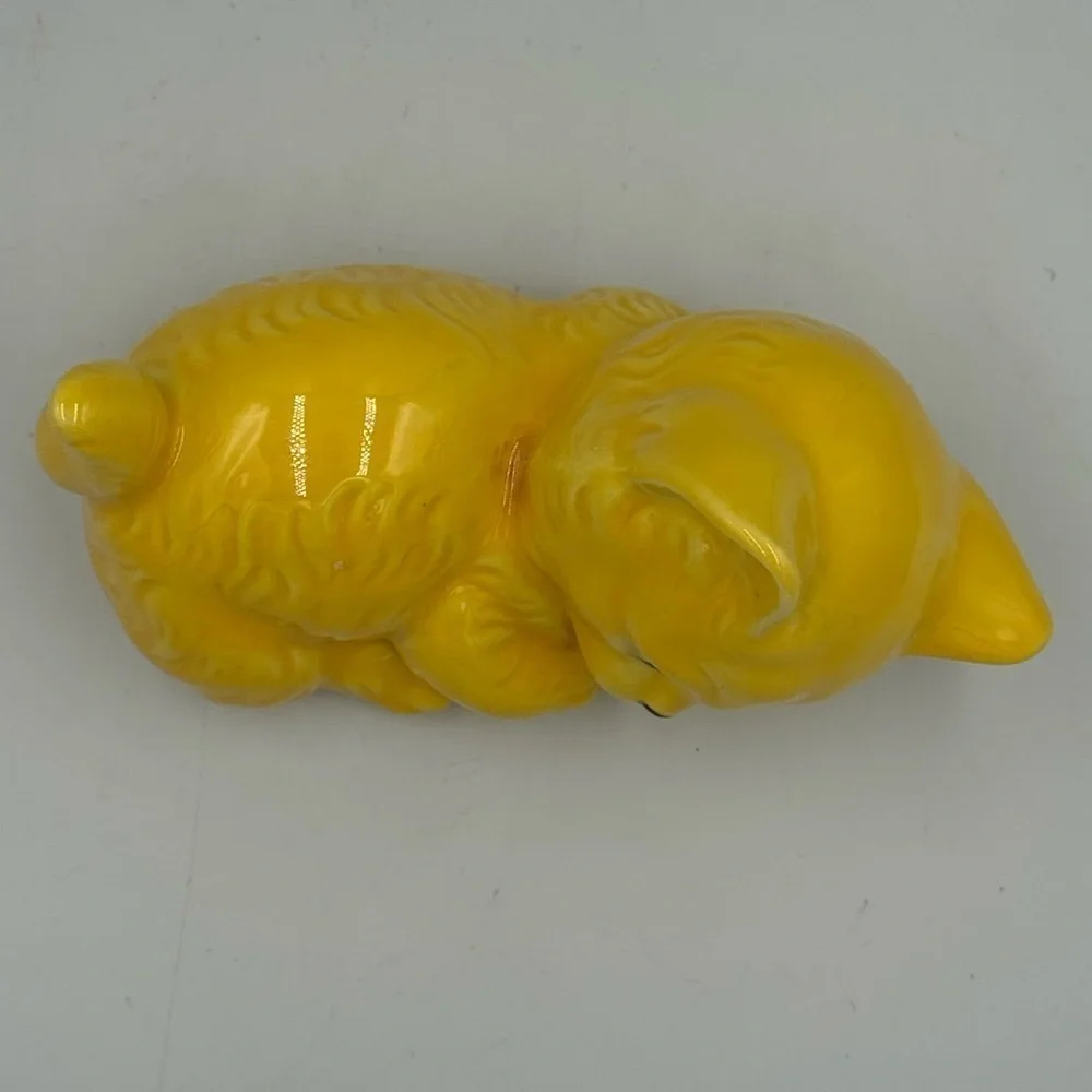 Vintage Yellow Ceramic Kitten Figurine